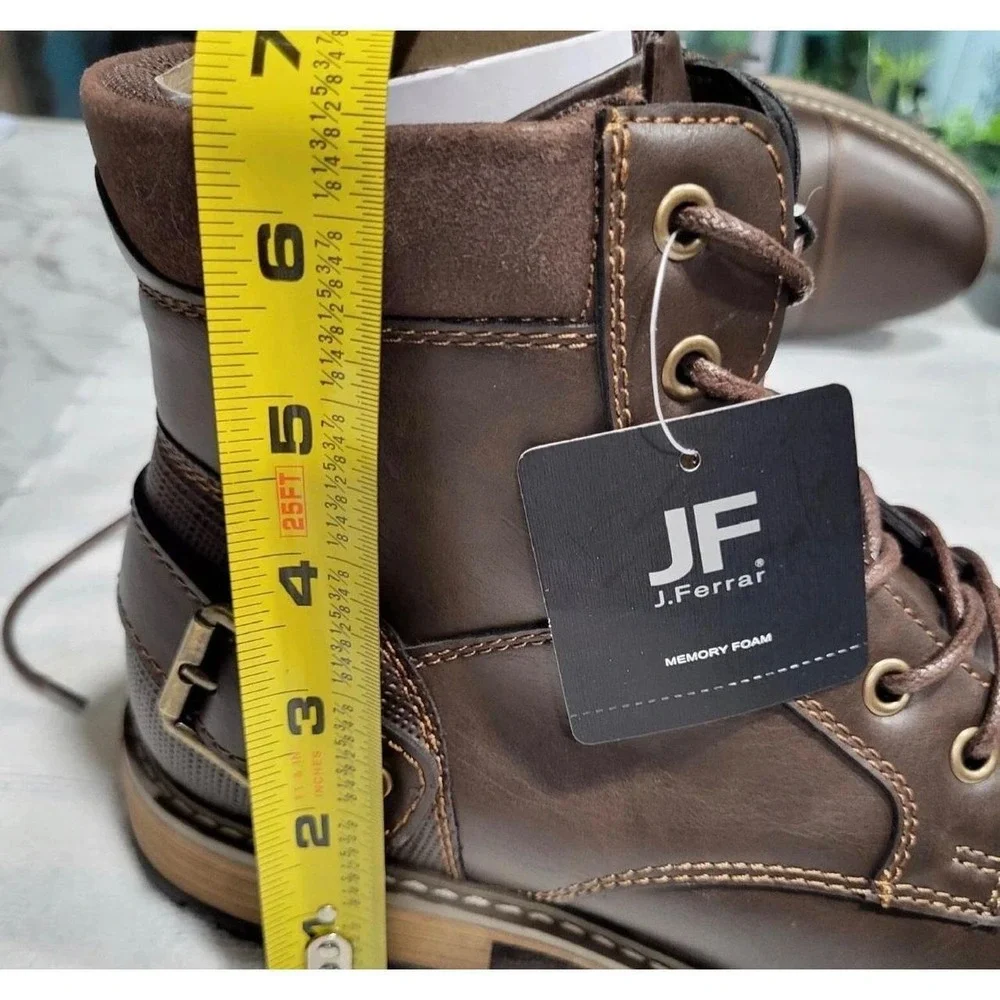 J. Ferrar Millbank Brown Cap Toe Lace Up Combat Boots Mens 10M Memory Foam